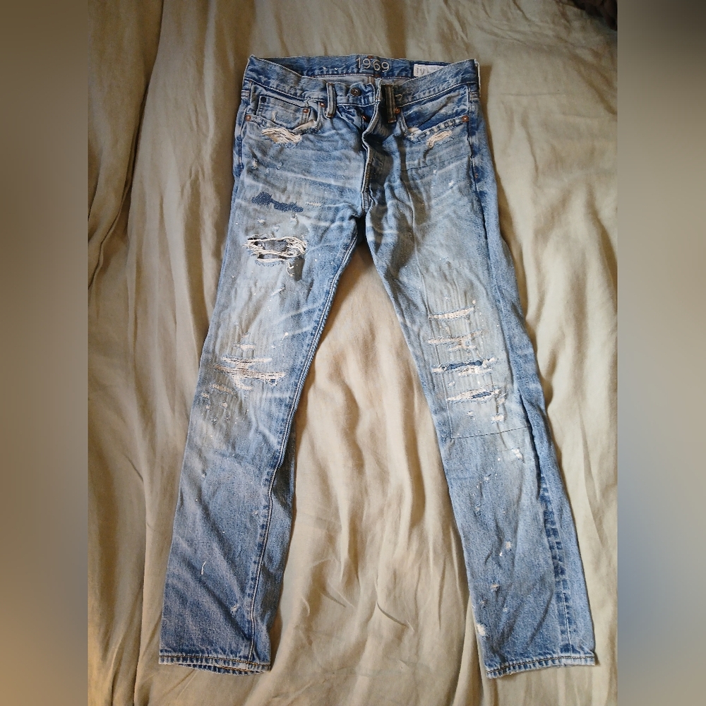 GAP Men's Distressed Light Blue Jeans - 1969